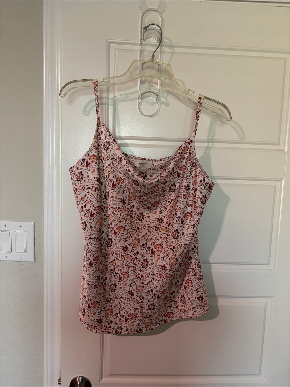 LOFT Pink Floral Print Cowl Neck Tank